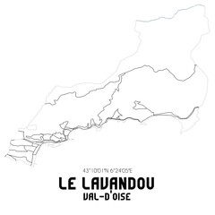 LE LAVANDOU Val-d'Oise. Minimalistic street map with black and white lines.