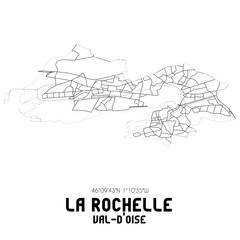 Obraz premium LA ROCHELLE Val-d'Oise. Minimalistic street map with black and white lines.