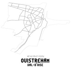 OUISTREHAM Val-d'Oise. Minimalistic street map with black and white lines.