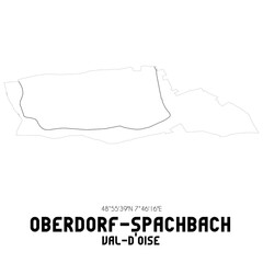 OBERDORF-SPACHBACH Val-d'Oise. Minimalistic street map with black and white lines.
