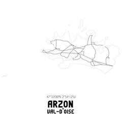 ARZON Val-d'Oise. Minimalistic street map with black and white lines.