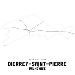 DIERREY-SAINT-PIERRE Val-d'Oise. Minimalistic street map with black and white lines.