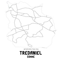 TREDANIEL Somme. Minimalistic street map with black and white lines.