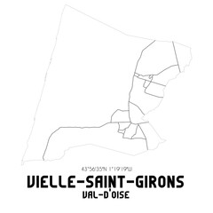 VIELLE-SAINT-GIRONS Val-d'Oise. Minimalistic street map with black and white lines.