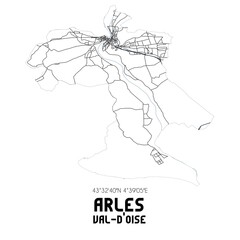 ARLES Val-d'Oise. Minimalistic street map with black and white lines.