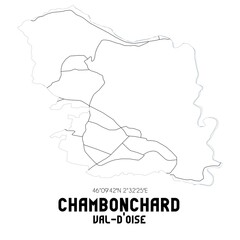 CHAMBONCHARD Val-d'Oise. Minimalistic street map with black and white lines.