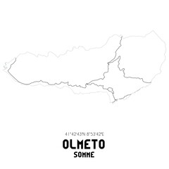 OLMETO Somme. Minimalistic street map with black and white lines.