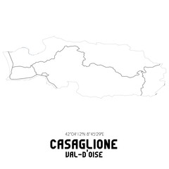 CASAGLIONE Val-d'Oise. Minimalistic street map with black and white lines.