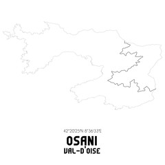 OSANI Val-d'Oise. Minimalistic street map with black and white lines.
