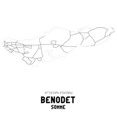 BENODET Somme. Minimalistic street map with black and white lines.