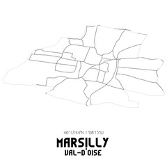 MARSILLY Val-d'Oise. Minimalistic street map with black and white lines.