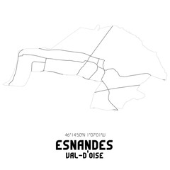 ESNANDES Val-d'Oise. Minimalistic street map with black and white lines.