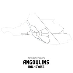 ANGOULINS Val-d'Oise. Minimalistic street map with black and white lines.