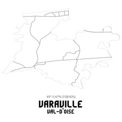 VARAVILLE Val-d'Oise. Minimalistic street map with black and white lines.