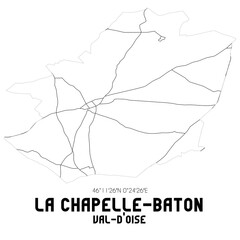 LA CHAPELLE-BATON Val-d'Oise. Minimalistic street map with black and white lines.