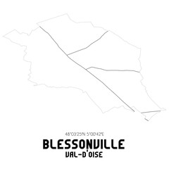 BLESSONVILLE Val-d'Oise. Minimalistic street map with black and white lines.