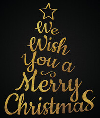 We wish you a merry Christmas golden calligraphy design banner 