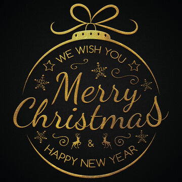 We wish you merry Christmas and happy new year golden calligraphy design banner 