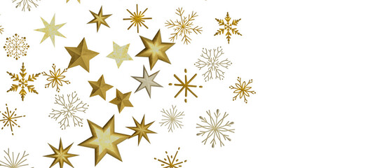 Abstract Gold Star Falling Soft Focus Background, 3D rendering.