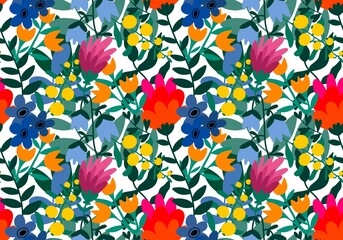 Naklejka na ściany i meble Floral seamless flower pattern for wrapping and linens and fabrics and clothes print and kids and kitchen textiles