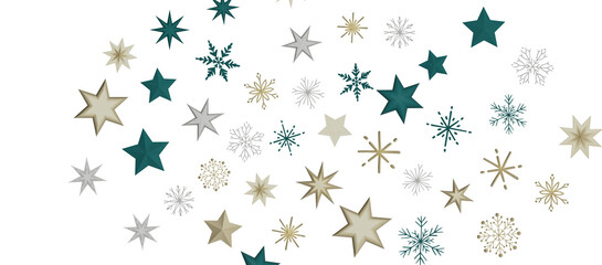 Christmas background design of snowflake and snow falling in the winter 3d illustration