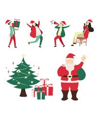 Christmas venctor bundle, christmas santa vector, christmas people,  christmas  gift vector, christmas  Tree
