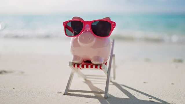 Pink Piggy Bank Object On Vacation