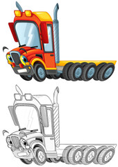 funny cartoon tow truck driver isolated illustration