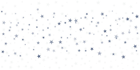 Silver stars vector background, sparkling Christmas confetti falling isolated on white. magic shining flying stars glitter backdrop, sparkle border