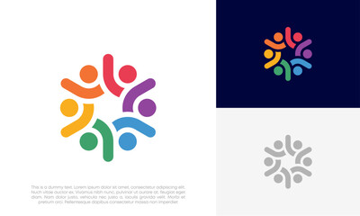 Fototapeta premium abstract people and human family logo design vector 