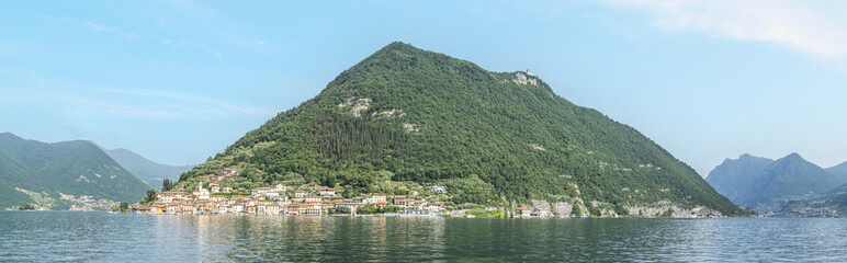 Fototapeta na wymiar Extra wide view of Monte Isola in the Lake Iseo