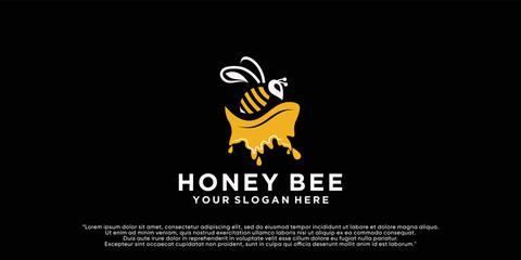 Honey Bee logo template design with creative concept Premium Vector