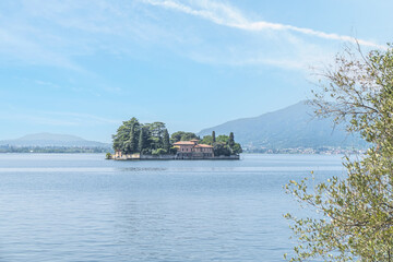 The beautiful Island of San Paolo in the Lake Iseo