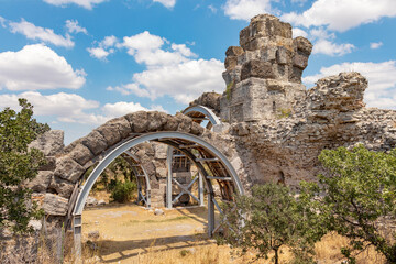 Ancient city view and ruins of Alexandria Troas in Çanakkale province of Turkey