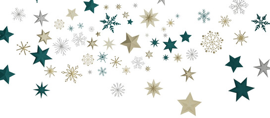 Snowflakes and bokeh lights on the blue Merry Christmas background. 3D render