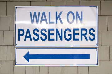walk on passengers sign travel directions restrictions comfort horizontal