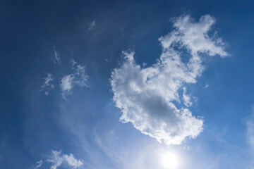 Fototapeta na wymiar Blue sky with clouds in sunny weather