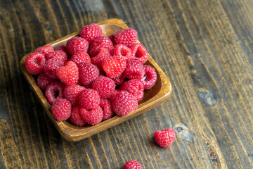 Ripe raspberries on the table