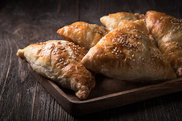 Samsa, pie with minced meat. Uzbek national dish.