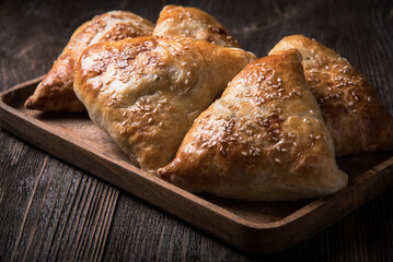 Samsa, pie with minced meat. Uzbek national dish.