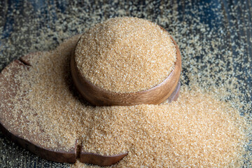 Brown crystalline sugar from cane