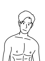 Fototapeta premium black and white of cute man cartoon for coloring