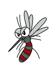 cute mosquito cartoon on white background