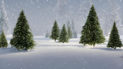 Fototapeta premium SNOW COVERED CHRISTMAS PINE TREE