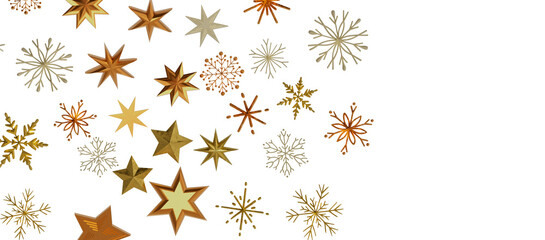 Holiday golden decoration, glitter frame isolated