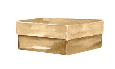 watercolor craft paper post box illustration isolated. For packaging design and postal delivery designs