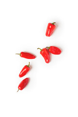 Top View of Sweet Red Peppers on a White Background
