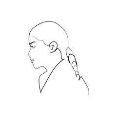 Women's faces in one line art style on white isolated background. Line art in elegant style for prints, tattoos, posters, textile, cards etc. Beautiful women face Vector illustration.