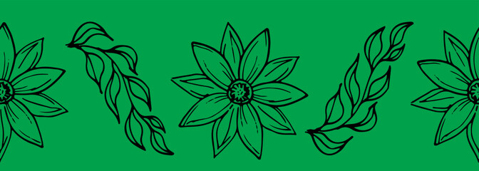 wild flowers, dooddle, lineart, vector, illustration, hand drawing, wallpaper, invitation, card