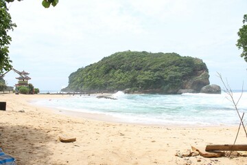 a view on a beach in southern Malang, East Java, Indonesia